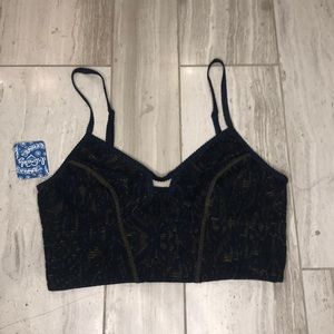 Free People olive/navy Bralette
